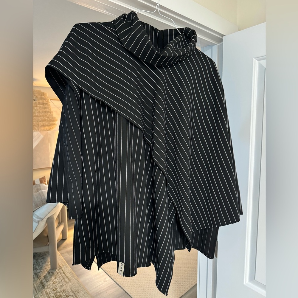 Matching set, pin striped poncho and pant